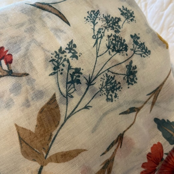 Floral Patterned scarf with Pom-Pom Trim - Picture 3 of 3